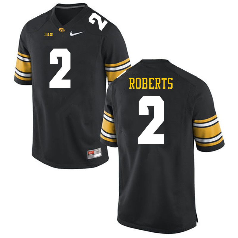 Men #2 Terry Roberts Iowa Hawkeyes College Football Jerseys Sale-Black - Click Image to Close